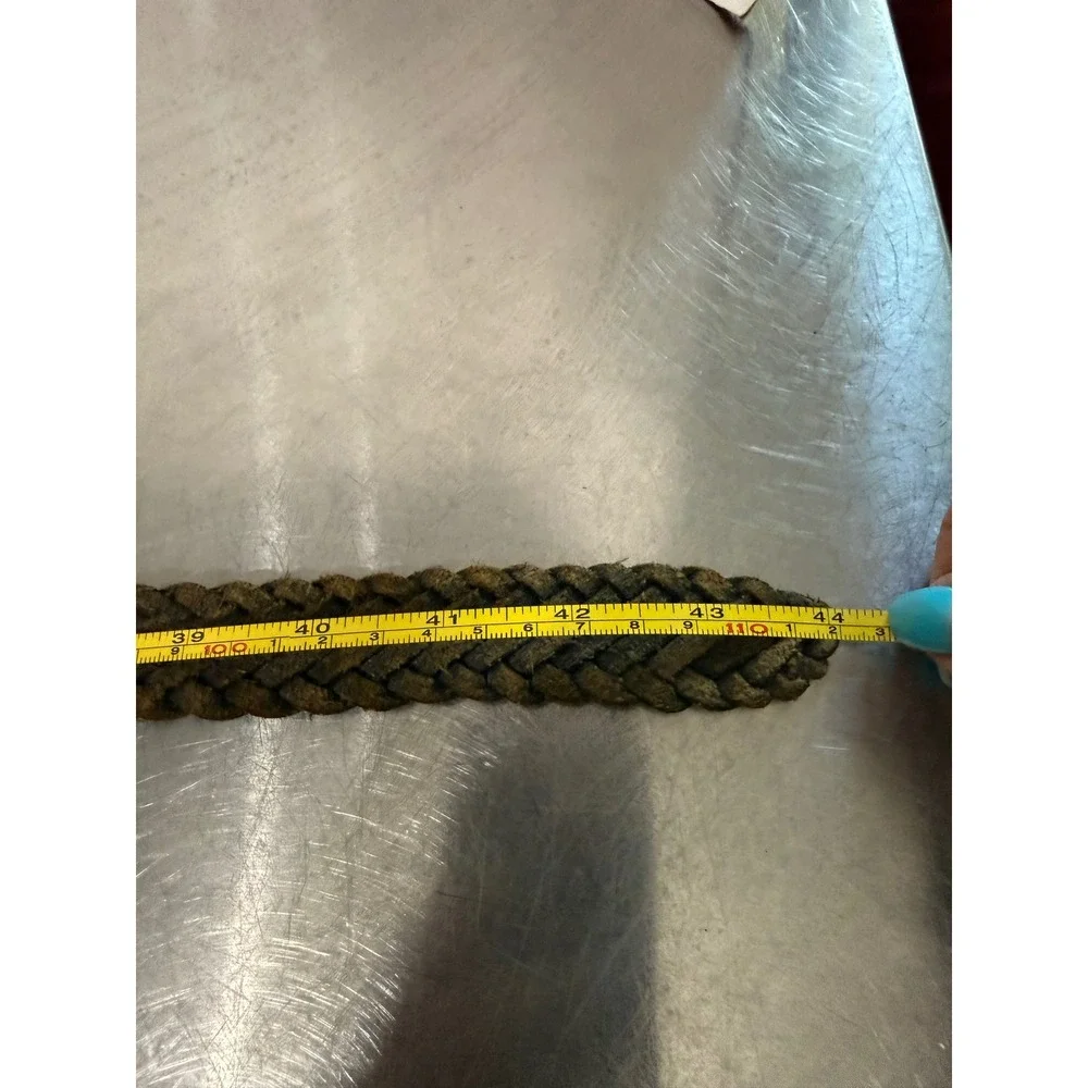 Brighton Mens Braided Leather Belt 38 & Black Woven Belt 42 Lot 2 USA Brass